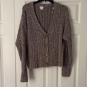 A New Day Brown Cardigan Sweater Ribbed Knit